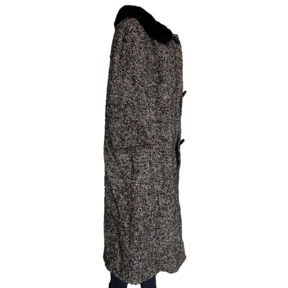Vintage Livingston Bros Berriege Wool Fur Coat Black & White Fur CollarJacket Si - Picture 8 of 11